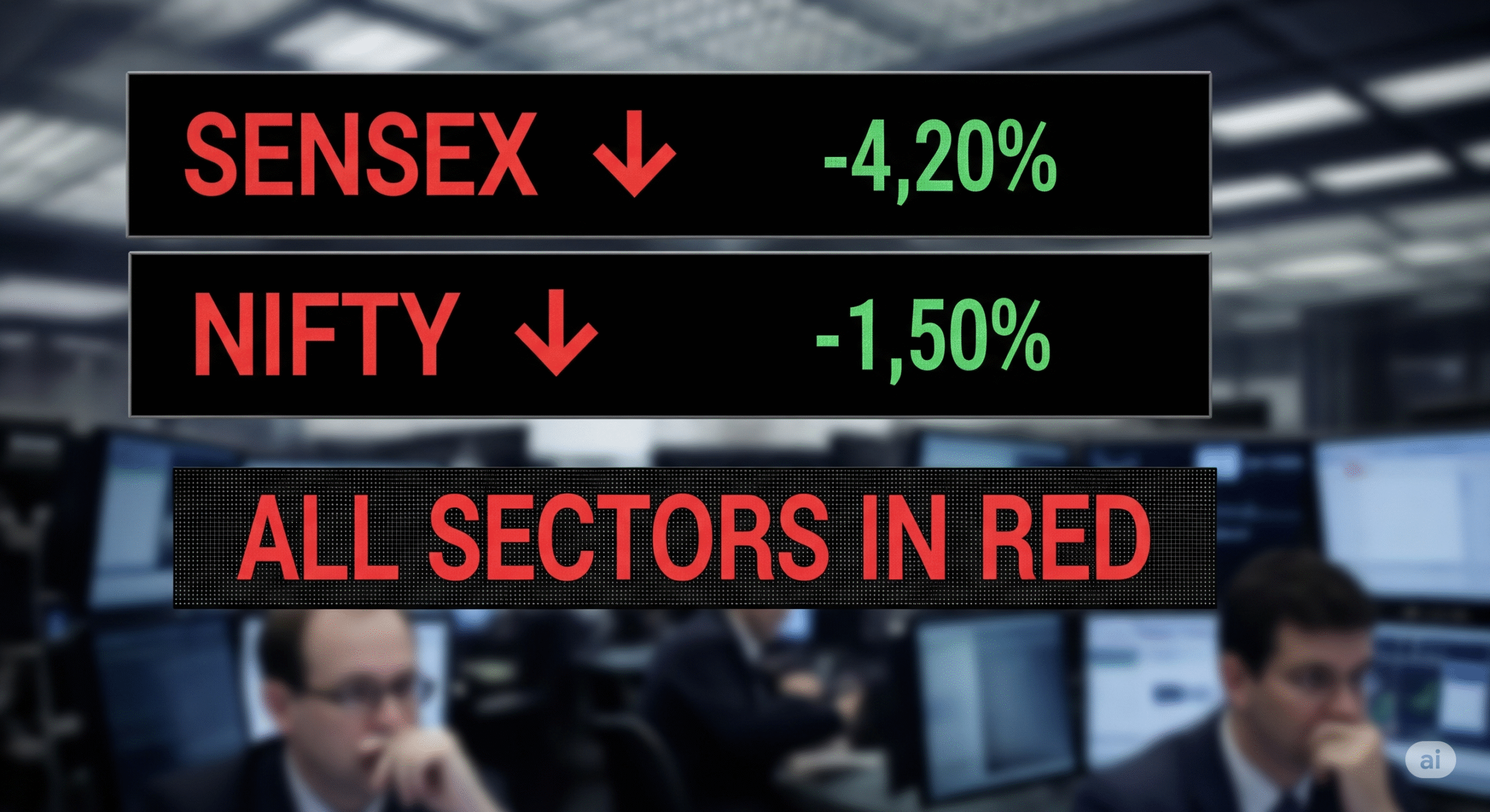 Indian Markets Tumble: Sensex Falls 550+ Points, Nifty Below 24,900; All Sectors Bleed